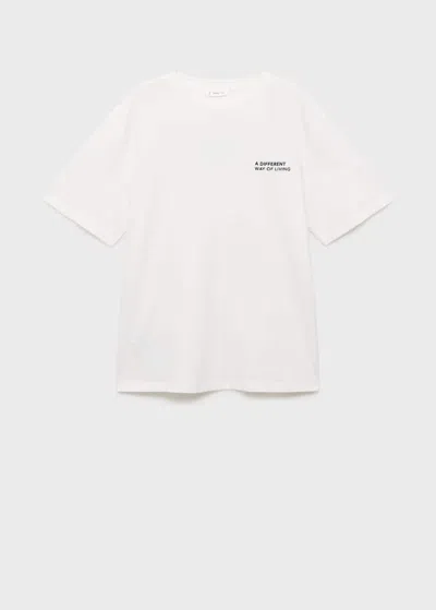 Mango Teen Printed Cotton-blend T-shirt In White