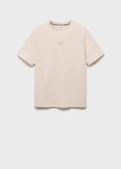 Mango Teen Printed Cotton-blend T-shirt In Sand