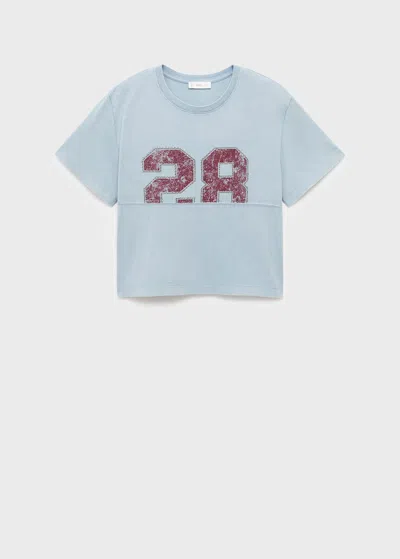 Mango Teen T-shirt Bleu Ciel - Fille - Xs -  In Blue