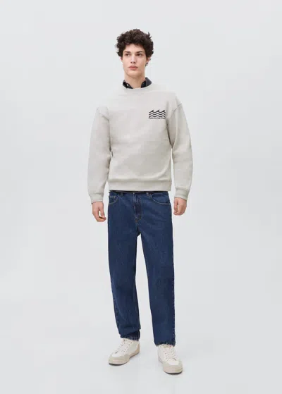 Mango Teen Printed Cotton Sweatshirt Grey