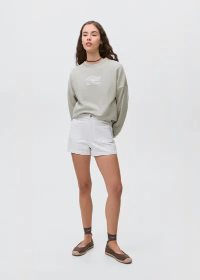 Mango Teen Printed Cotton Sweatshirt Grey