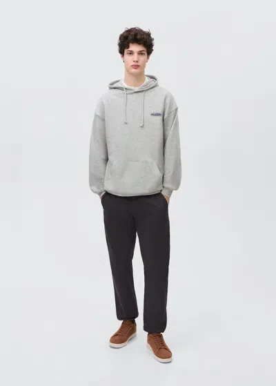 Mango Teen Printed Cotton Sweatshirt Light Heather Grey