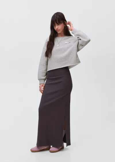 Mango Teen Printed Cotton Sweatshirt In Gray