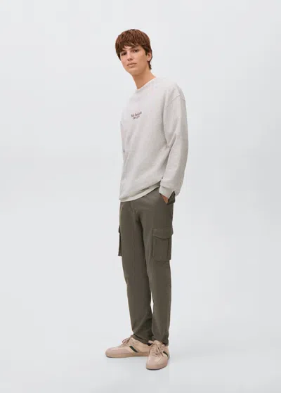 Mango Teen Printed Cotton Sweatshirt Medium Heather Grey In Gray
