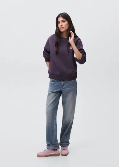 Mango Teen Printed Cotton Sweatshirt Purple