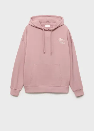 Mango Teen Printed Hoodie In Pink
