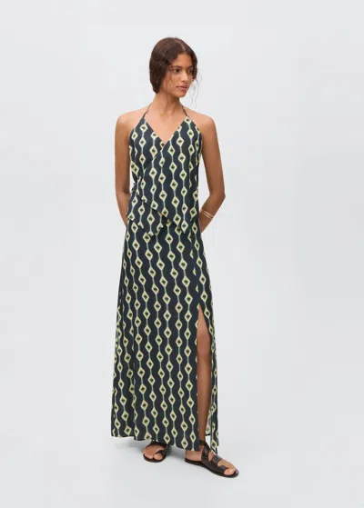 Mango Teen Printed Long Skirt Blue