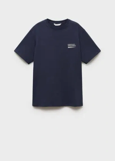 Mango Teen Printed Message T-shirt Charcoal