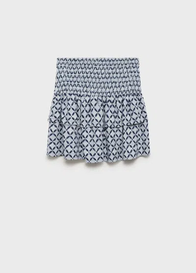 Mango Teen Printed Miniskirt Dark Navy In Bleu Marine Foncé