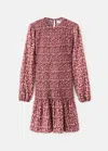 Mango Teen Printed Ruffle Dress Maroon In Multi