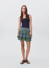 Mango Teen Printed Ruffle Skirt Navy