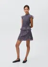 Mango Teen Printed Skirt With Ruffles Dark Navy In Dark Navy