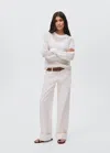 Mango Teen Openwork Knit Sweater Off White
