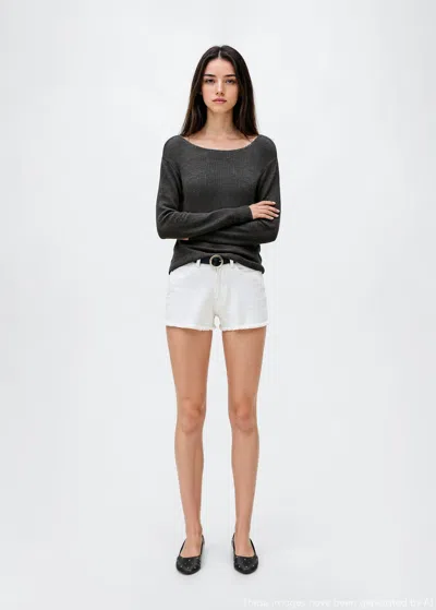 Mango Teen Openwork Knit Sweater Charcoal In Gray