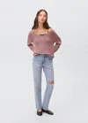 Mango Teen Openwork Knit Sweater Pale Pink