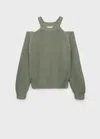 Mango Teen Sweater With Cropped Sleeves Khaki