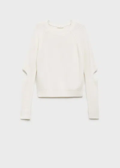 Mango Teen Knitted Sweater With Openings White