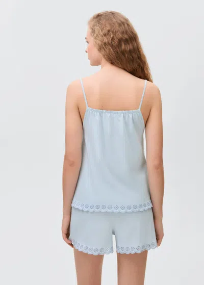Mango Teen Embroidered Pyjama Pack Blue