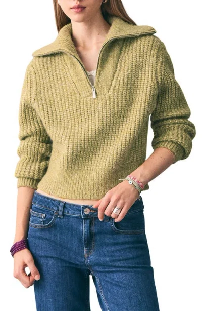 Mango Teen Quarter Zip Sweater In Green