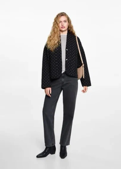 Mango Teen Quilted Cotton Jacket Black