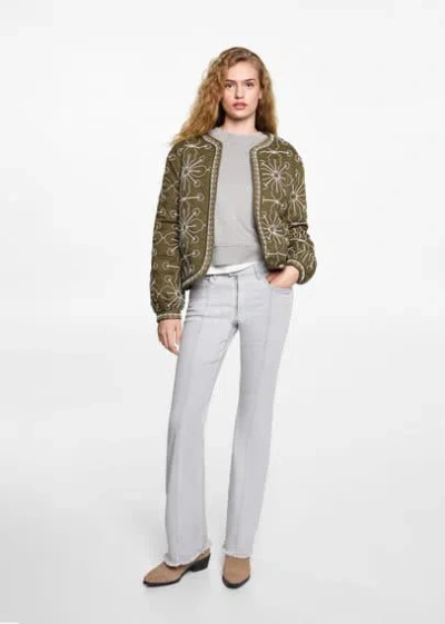 Mango Teen Quilted Cotton Jacket Olive Green