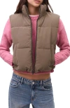 Mango Teen Quilted Crop Puffer Vest In Brown