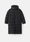 Mango Teen Quilted Long Coat Black In Black