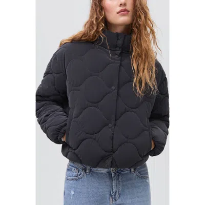 Mango Teen Quilted Puffer Coat In Blue