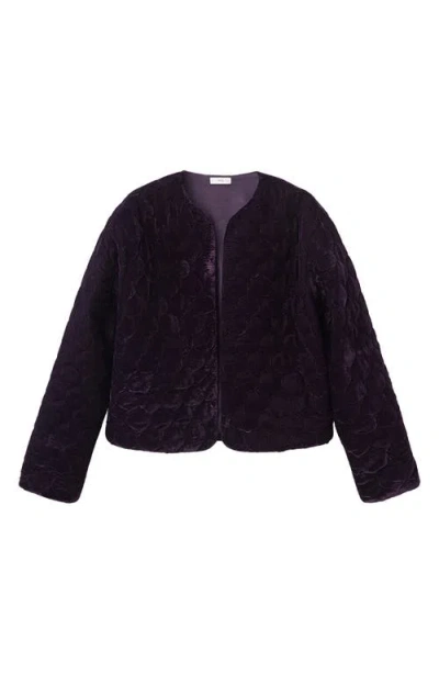 Mango Teen Quilted Velvet Jacket In Burgundy