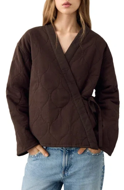 Mango Teen Quilted Wrap Jacket In Brown
