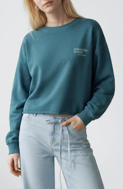 Mango Teen Raw Hem Cotton Graphic T-shirt In Blue