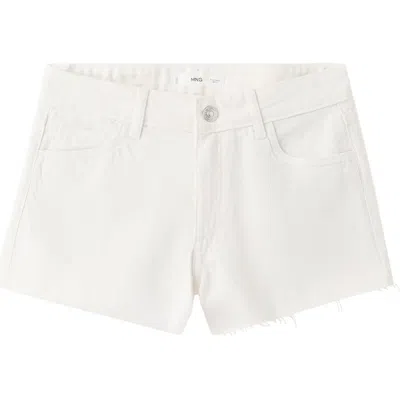 Mango Teen Raw Hem Low Rise Denim Shorts In White