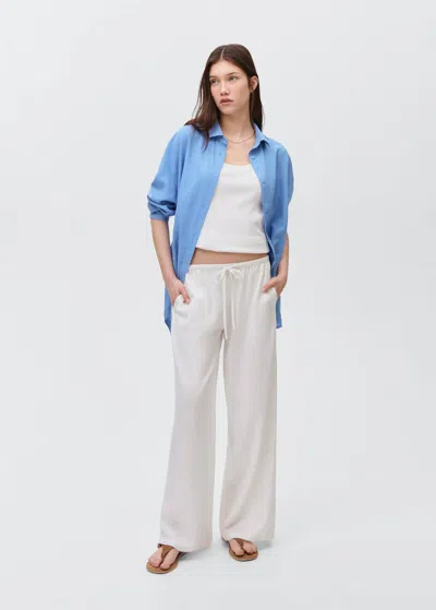 Mango Teen Regular-fit Linen Shirt Sky Blue