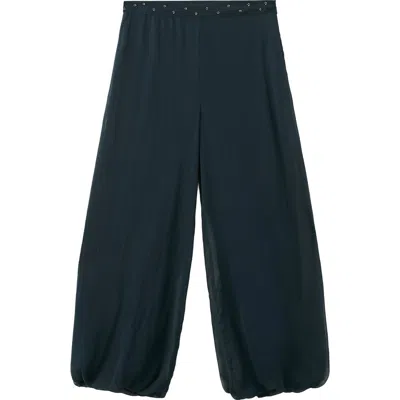 Mango Teen Rhinestone Detail Balloon Pants In Blue