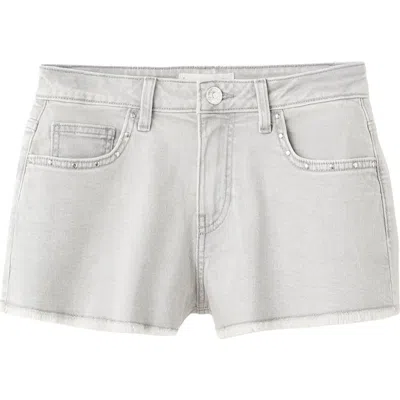 Mango Teen Rhinestone Low Rise Denim Shorts In Gray