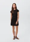 Mango Teen Ribbed Short Dress Black