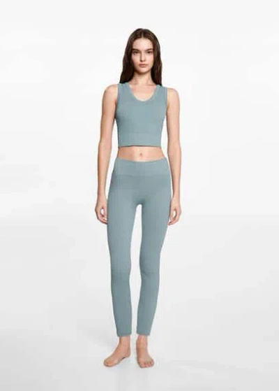 Mango Teen Ribbed Sports Leggings Mint Green