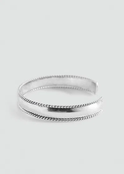 Mango Teen Rigid Bracelet With Relief Silver