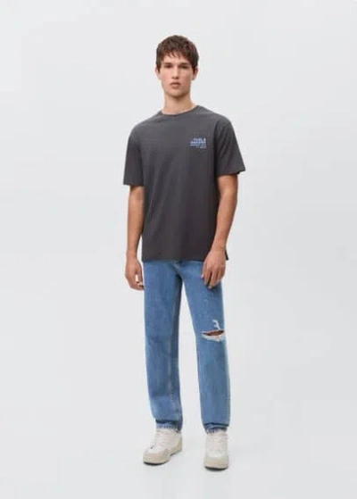 Mango Teen Ripped Slim Jeans Medium Blue