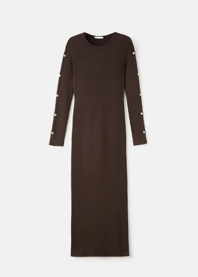 Mango Teen Long Buttoned Dress In Brown