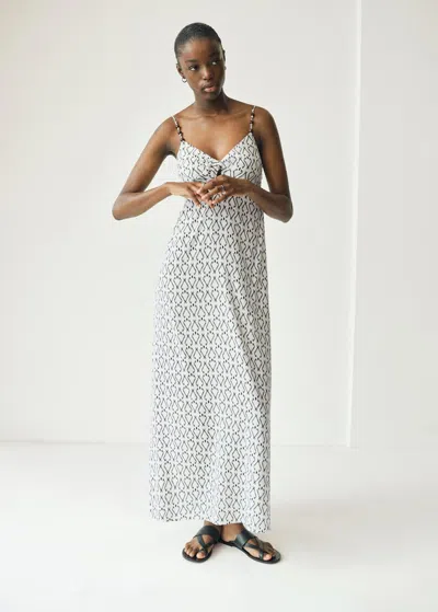 Mango Teen Long Printed Dress Off White