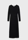 Mango Teen Long Dress With Side Slit Black In Multi