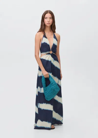 Mango Teen Long Tie-dye Dress Navy