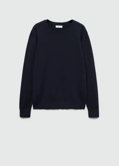 Mango Teen Round-neck Knitted Sweater Dark Navy