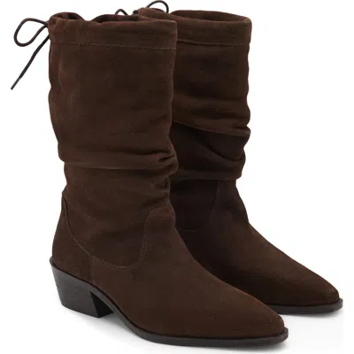 Mango Teen Ruched Tall Boot In Brown