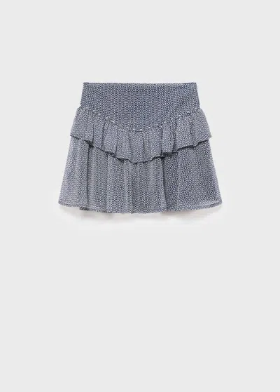 Mango Teen Ruffle Skirt With Rhinestones Navy In Blue