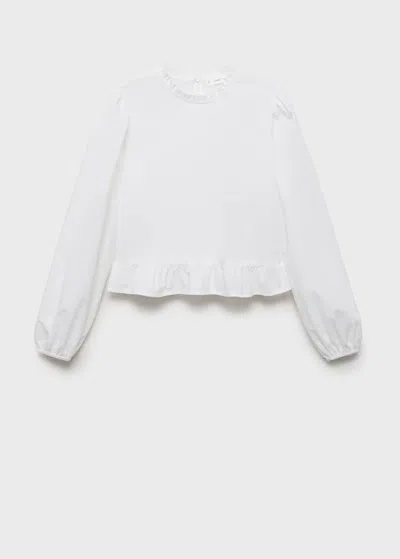 Mango Teen Ruffled Cotton Shirt Off White