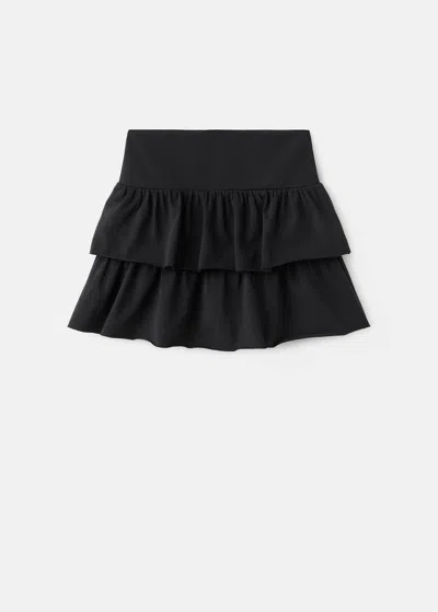 Mango Teen Ruffled Cotton Skirt Black