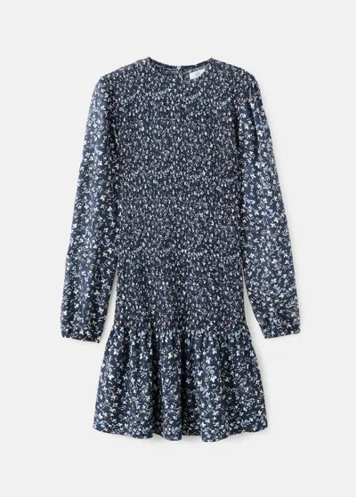 Mango Teen Ruffled Floral Dress Dark Navy In Blue