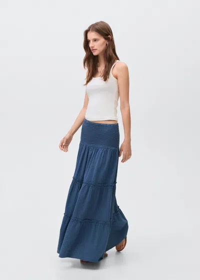 Mango Teen Ruffled Long Skirt Blue